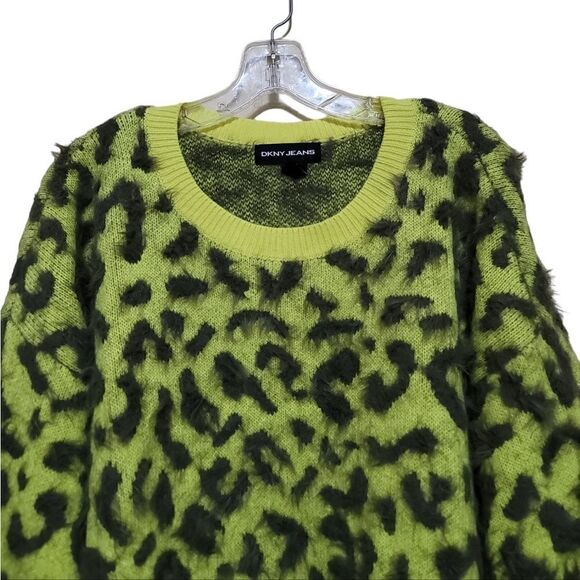 DKNY Jeans Womens Animal Print LongSleeve Pullover Sweater Sz Large - Picture 5 of 9
